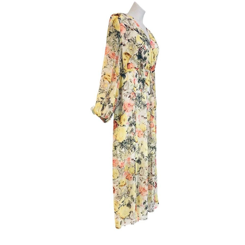 INC White Floral Chiffon Slitted Wrap Cruise Brunch Church Summer Maxi Dress. 2X - Picture 7 of 13